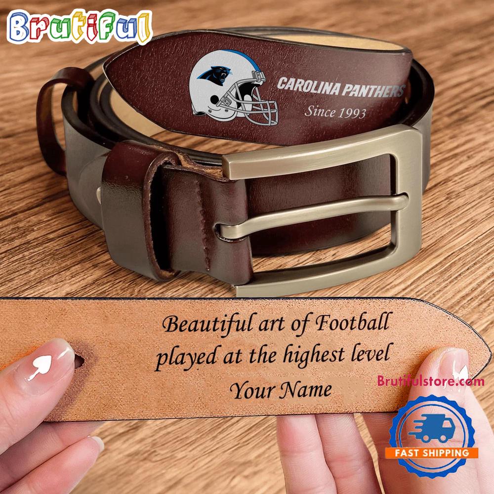NFL Carolina Panthers Custom Name Leather Belt NFL Carolina Panthers Custom Name Leather Belt