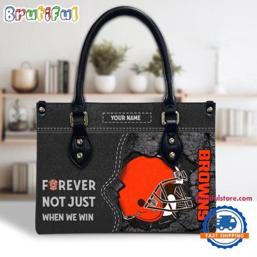 NFL Cleveland Browns Custom Name Gift For Fans Leather Hand Bag