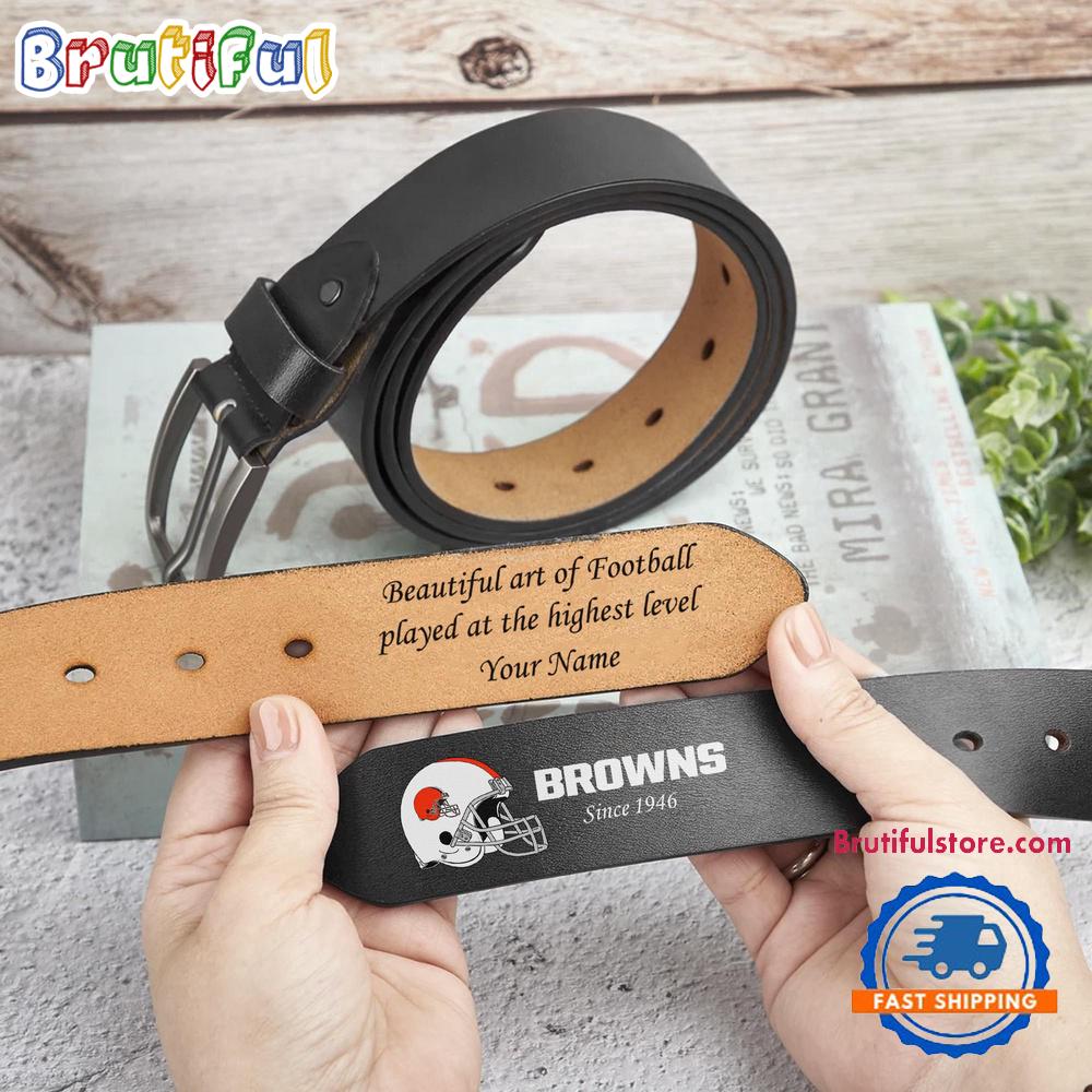 NFL Cleveland Browns Custom Name Leather Belt NFL Cleveland Browns Custom Name Leather Belt