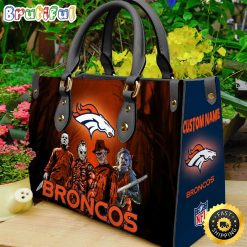 NFL Denver Broncos Custom Name Halloween Edition Leather Hand Bag