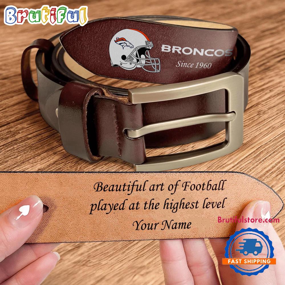 NFL Denver Broncos Custom Name Leather Belt NFL Denver Broncos Custom Name Leather Belt