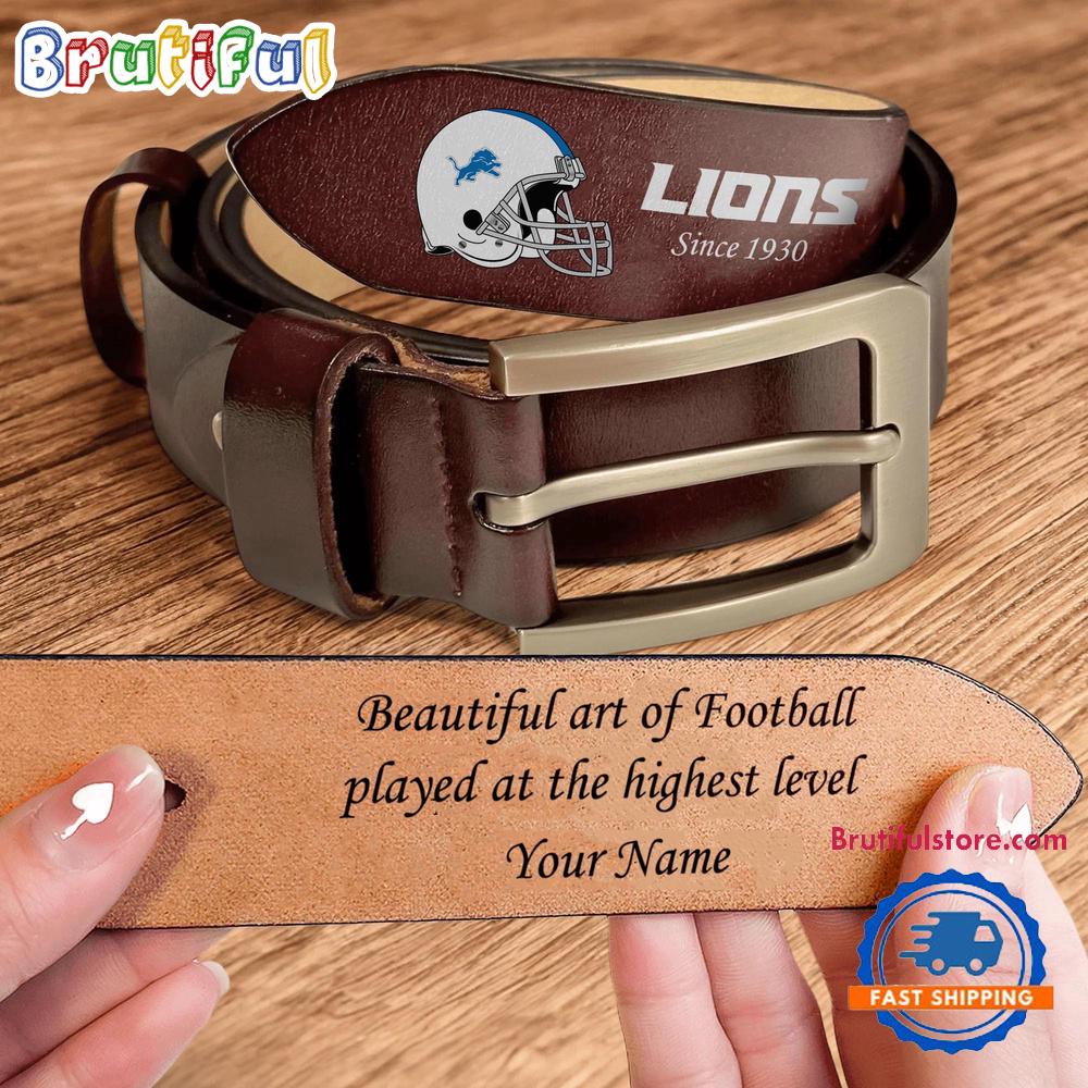 NFL Detroit Lions Custom Name Leather Belt NFL Detroit Lions Custom Name Leather Belt