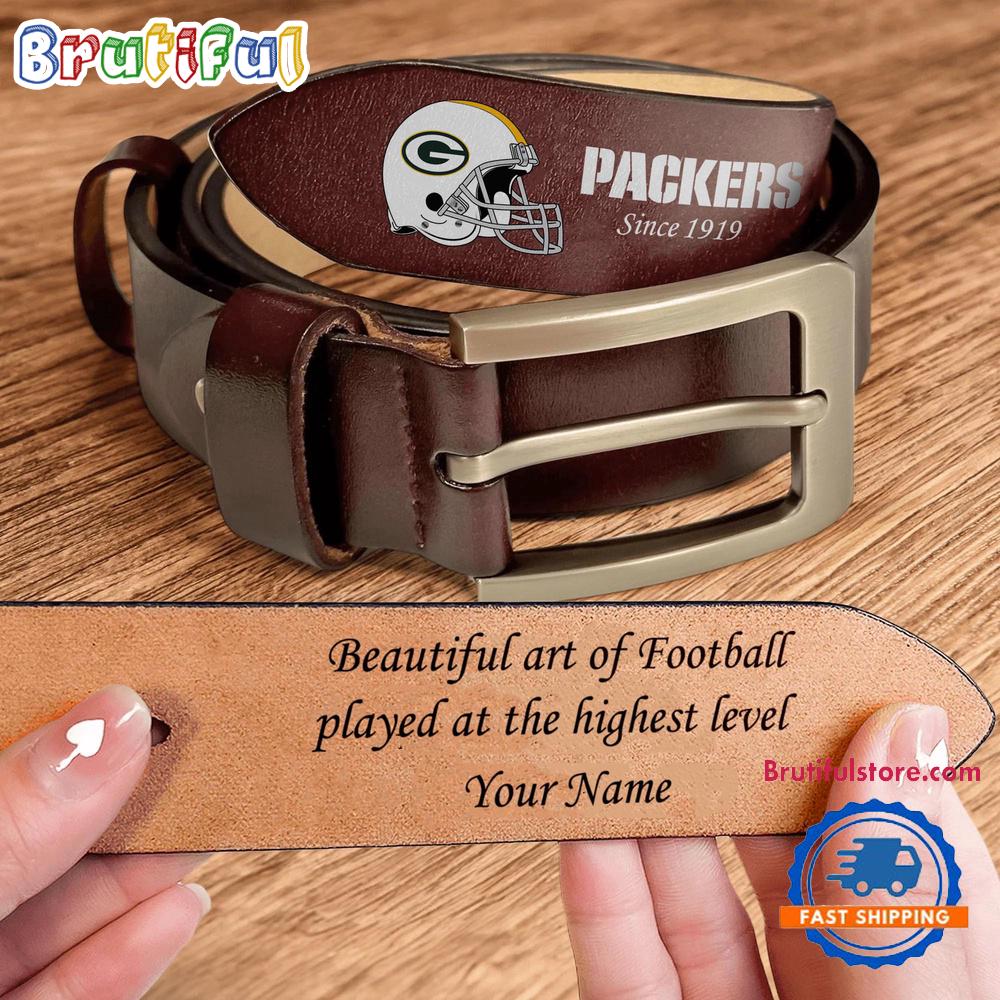 NFL Green Bay Packers Custom Name Leather Belt NFL Green Bay Packers Custom Name Leather Belt