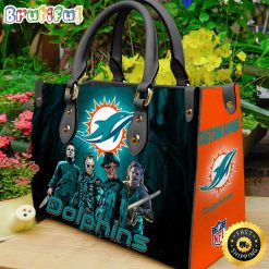 NFL Miami Dolphins Custom Name Halloween Edition Leather Hand Bag