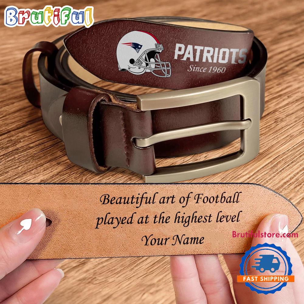 NFL New England Patriots Custom Name Leather Belt NFL New England Patriots Custom Name Leather Belt